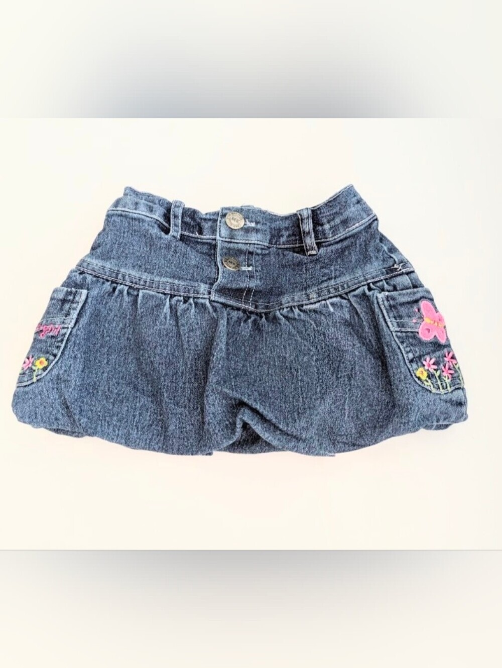 Girls "daddy's little girl" Denim/Jean Skirt w/Bubble Hem & Embroidered Pockets
